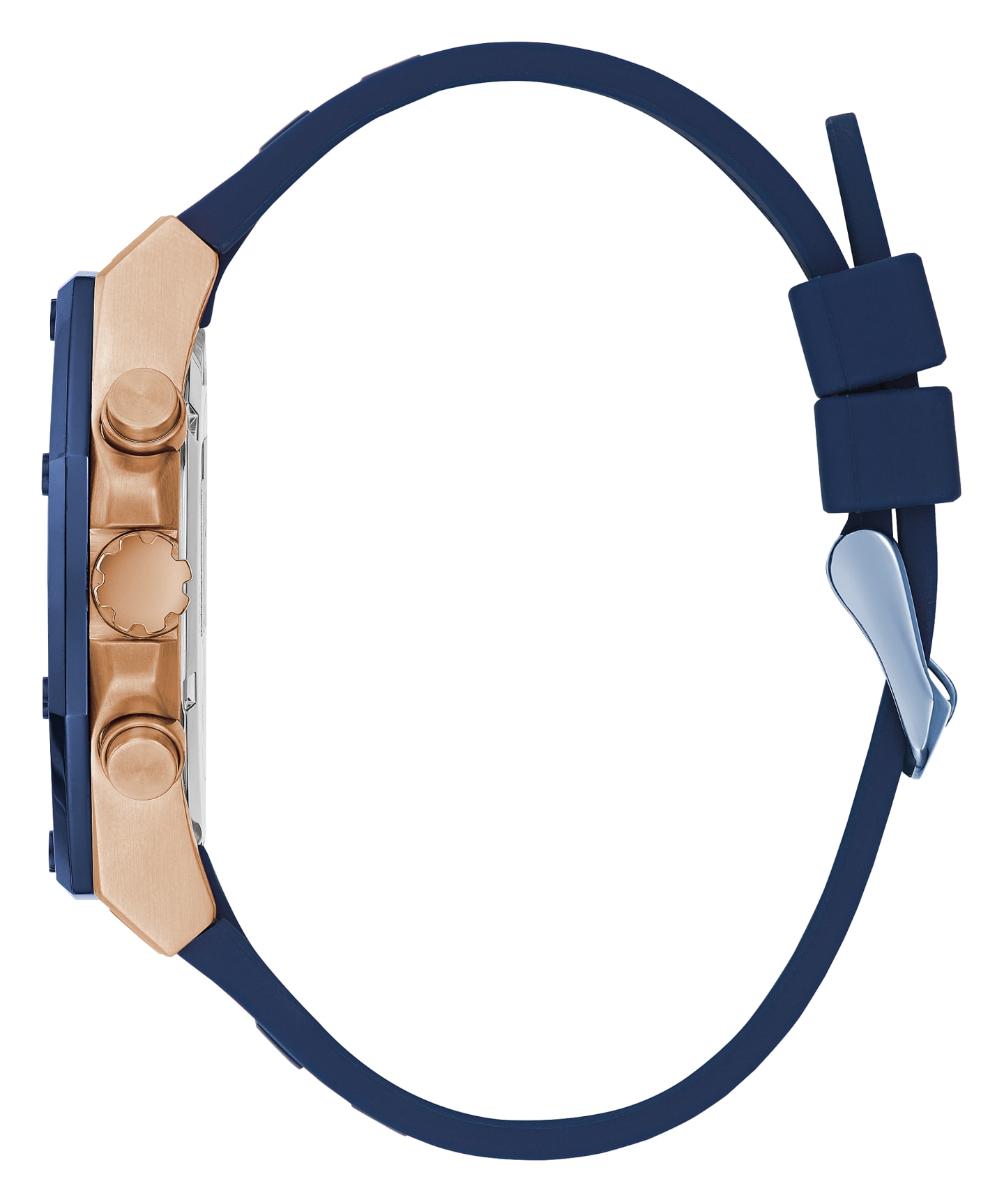 Rose Gold Tone Case Blue Silicone Watch large