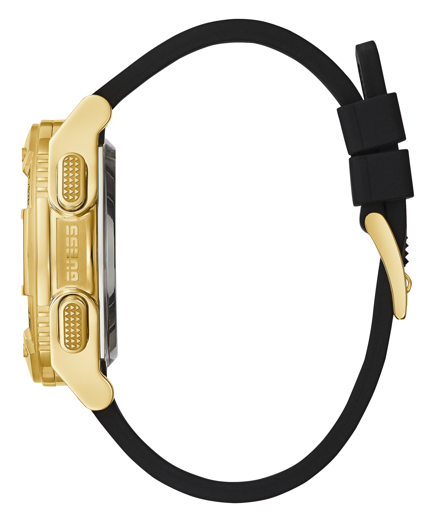 Gold Tone Case Black Silicone Watch large