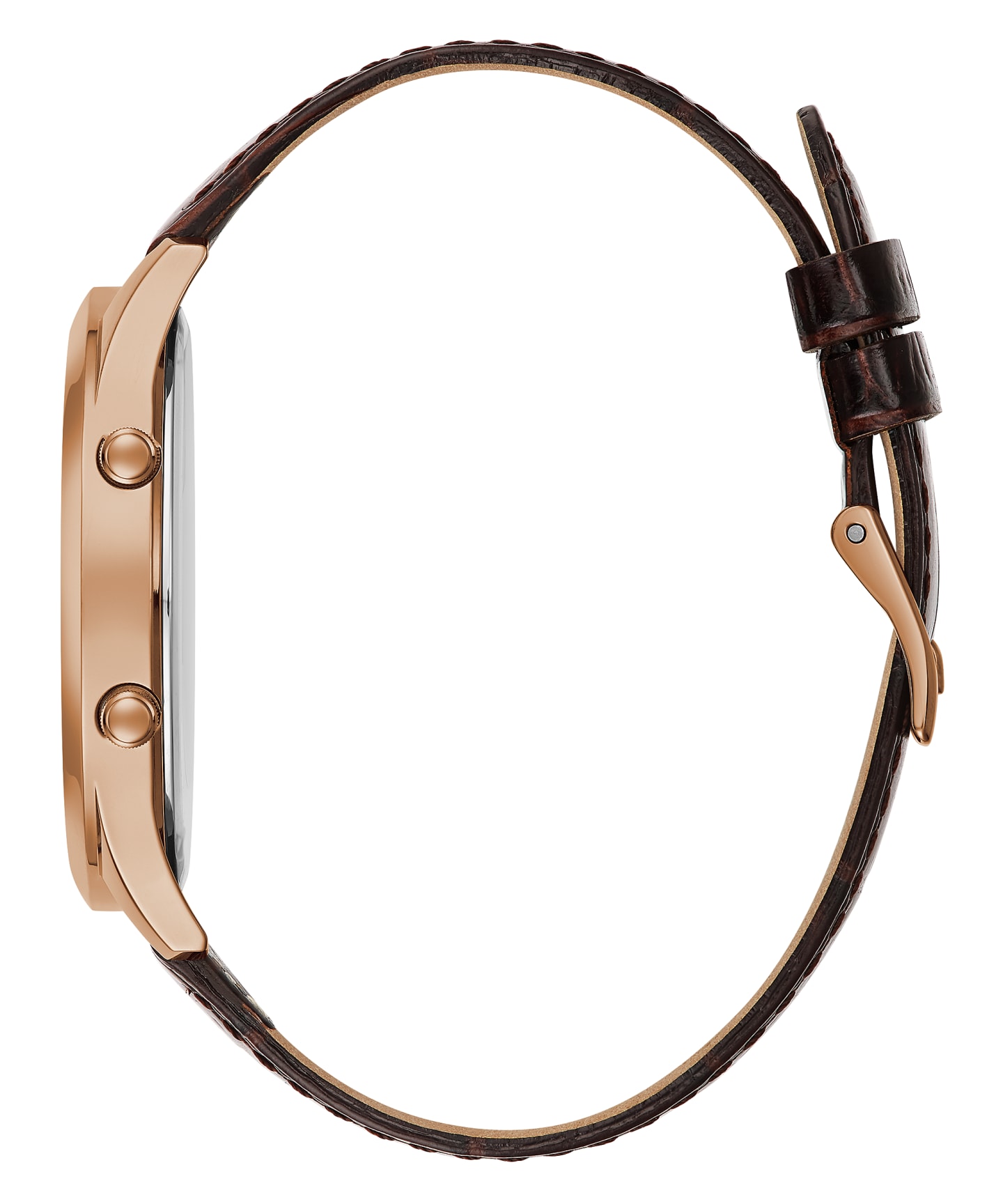 Rose Gold Tone Case Brown Genuine Leather Watch large