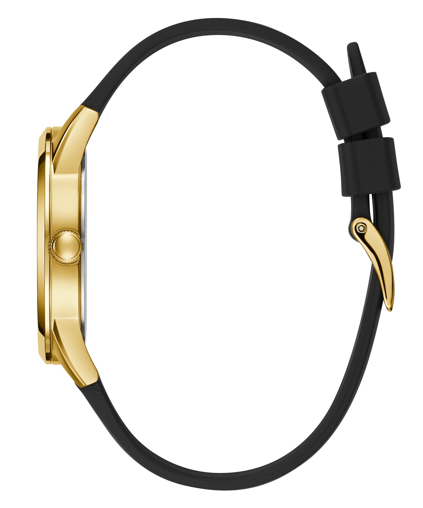 Gold Tone Case Black Silicone Watch large