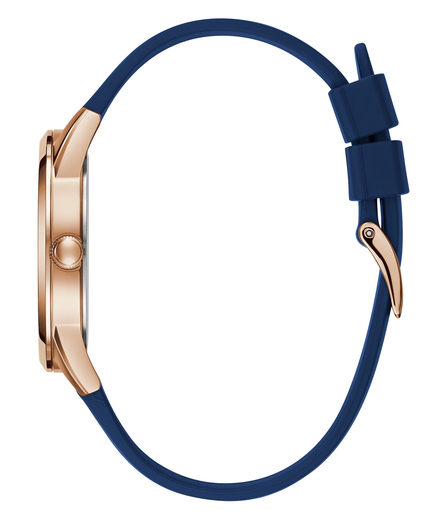 Rose Gold Tone Case Blue Silicone Watch large