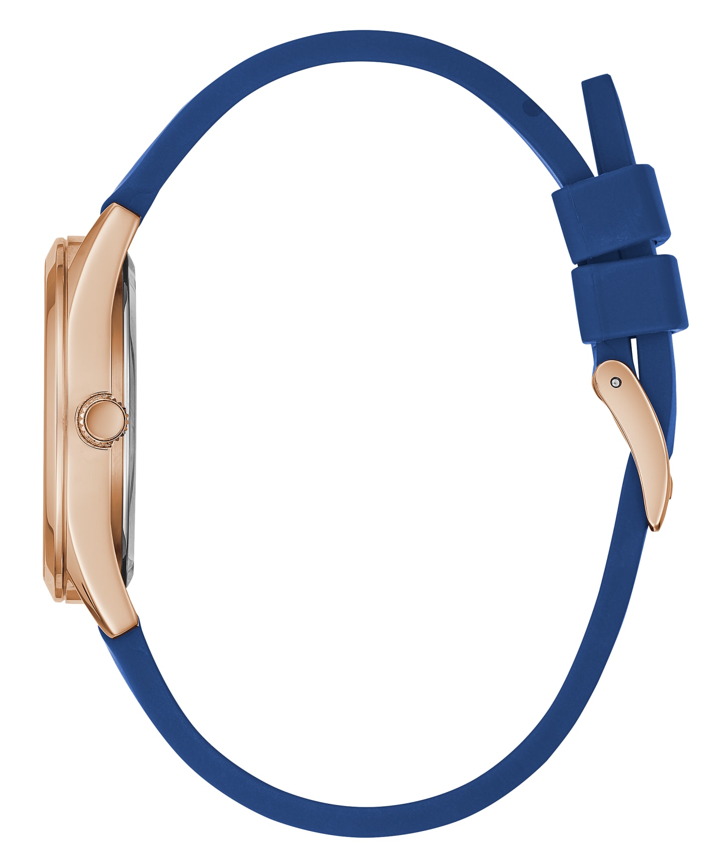 Rose Gold Tone Case Blue Silicone Watch large