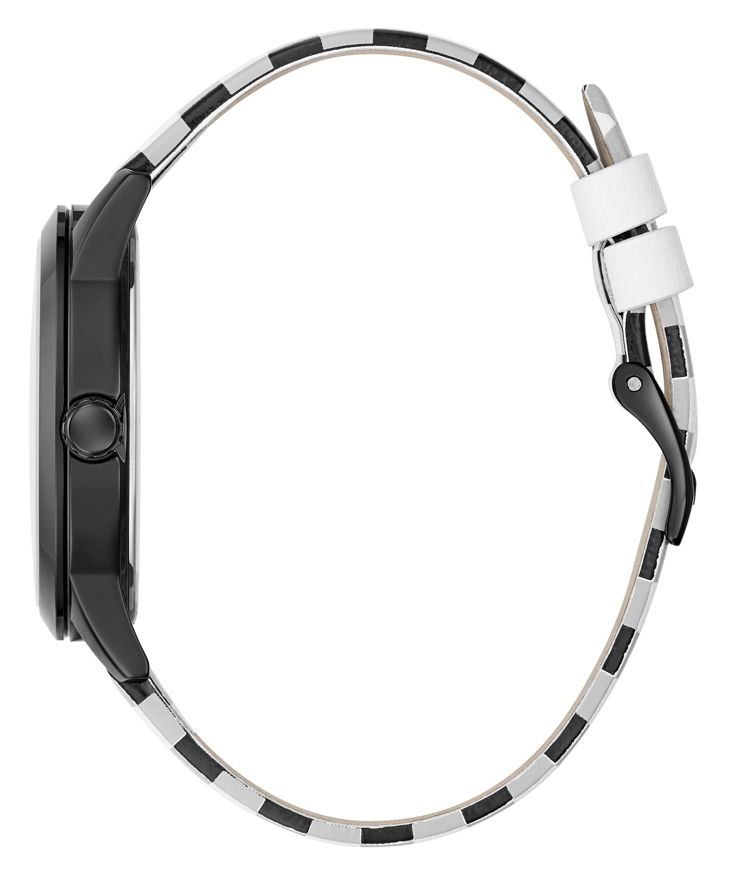 Black Case White Genuine Leather Watch large