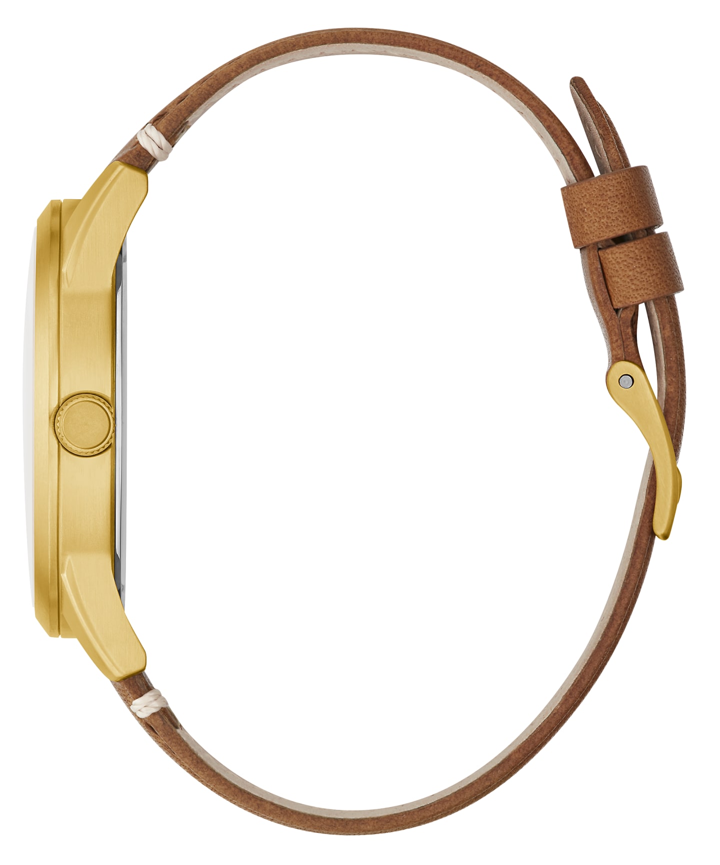 Gold Tone Case Brown Genuine Leather Watch large