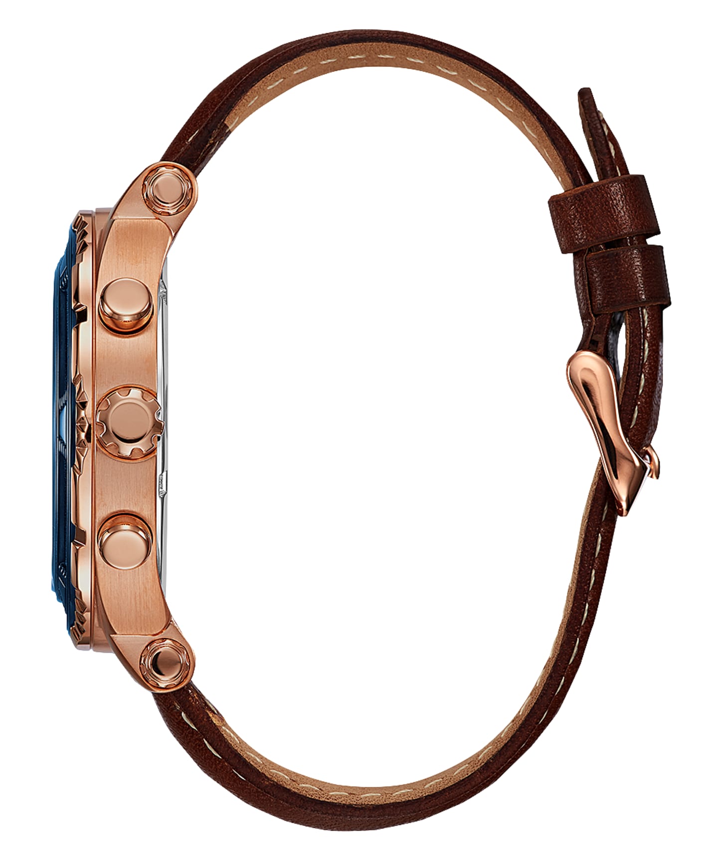 Rose Gold Tone Case Brown Genuine Leather Watch large