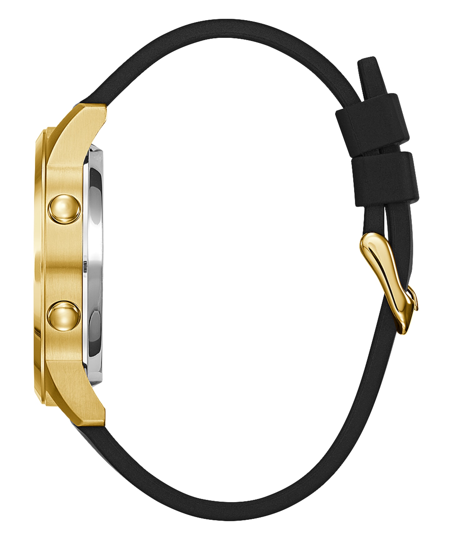 Gold Tone Case Black Silicone Watch large