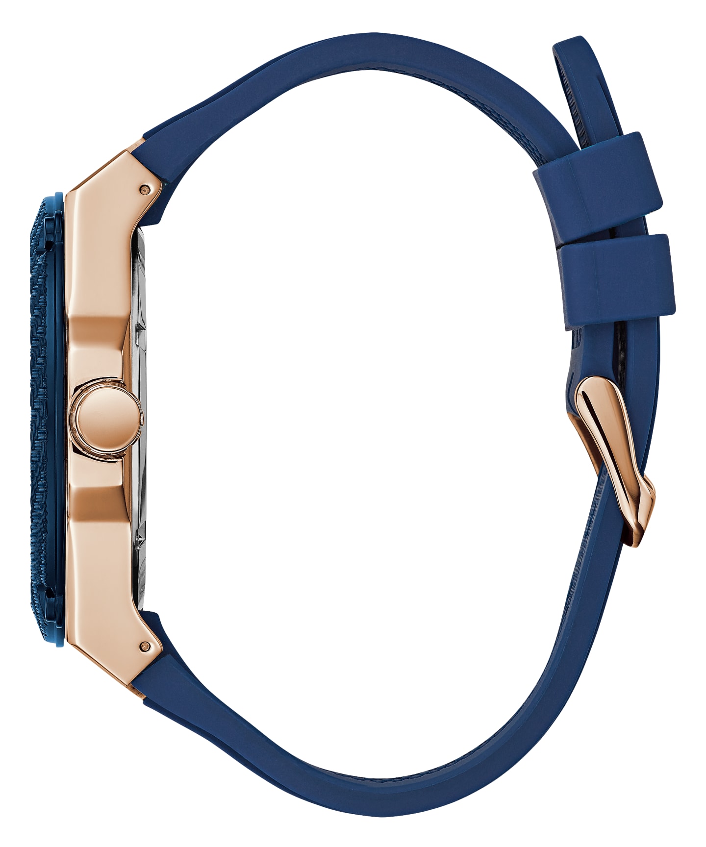 Rose Gold Tone Case Blue Silicone Watch large