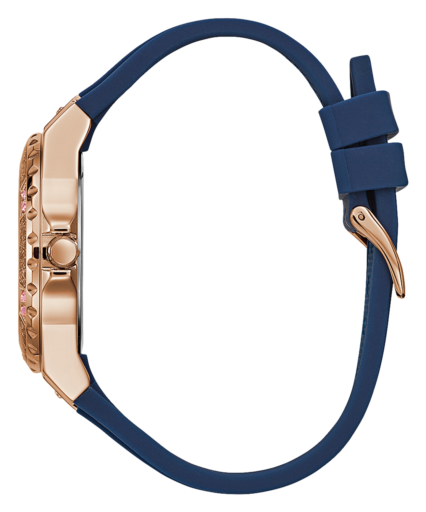 Rose Gold Tone Case Blue Silicone Watch large