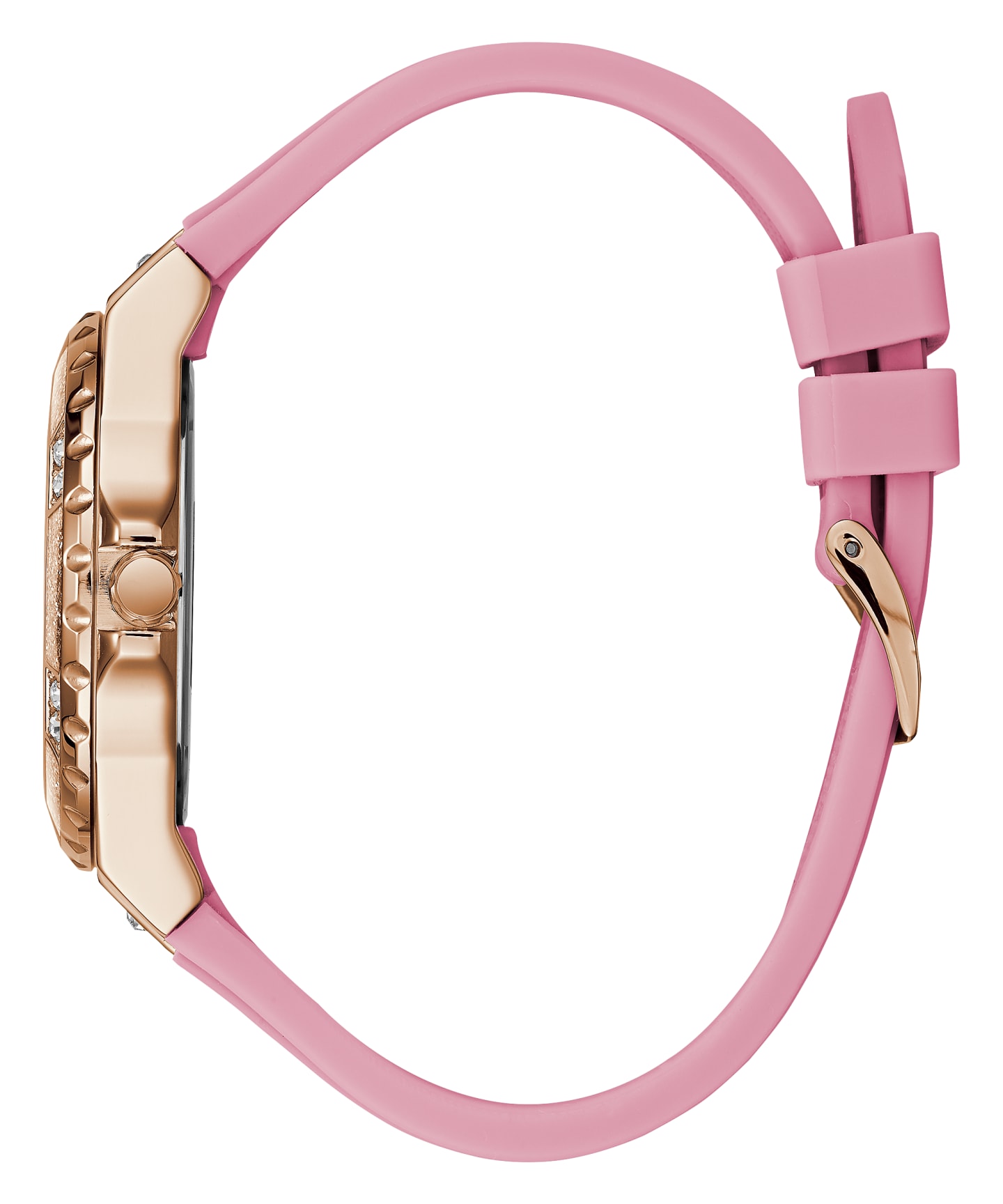Rose Gold Tone Case Pink Silicone Watch large