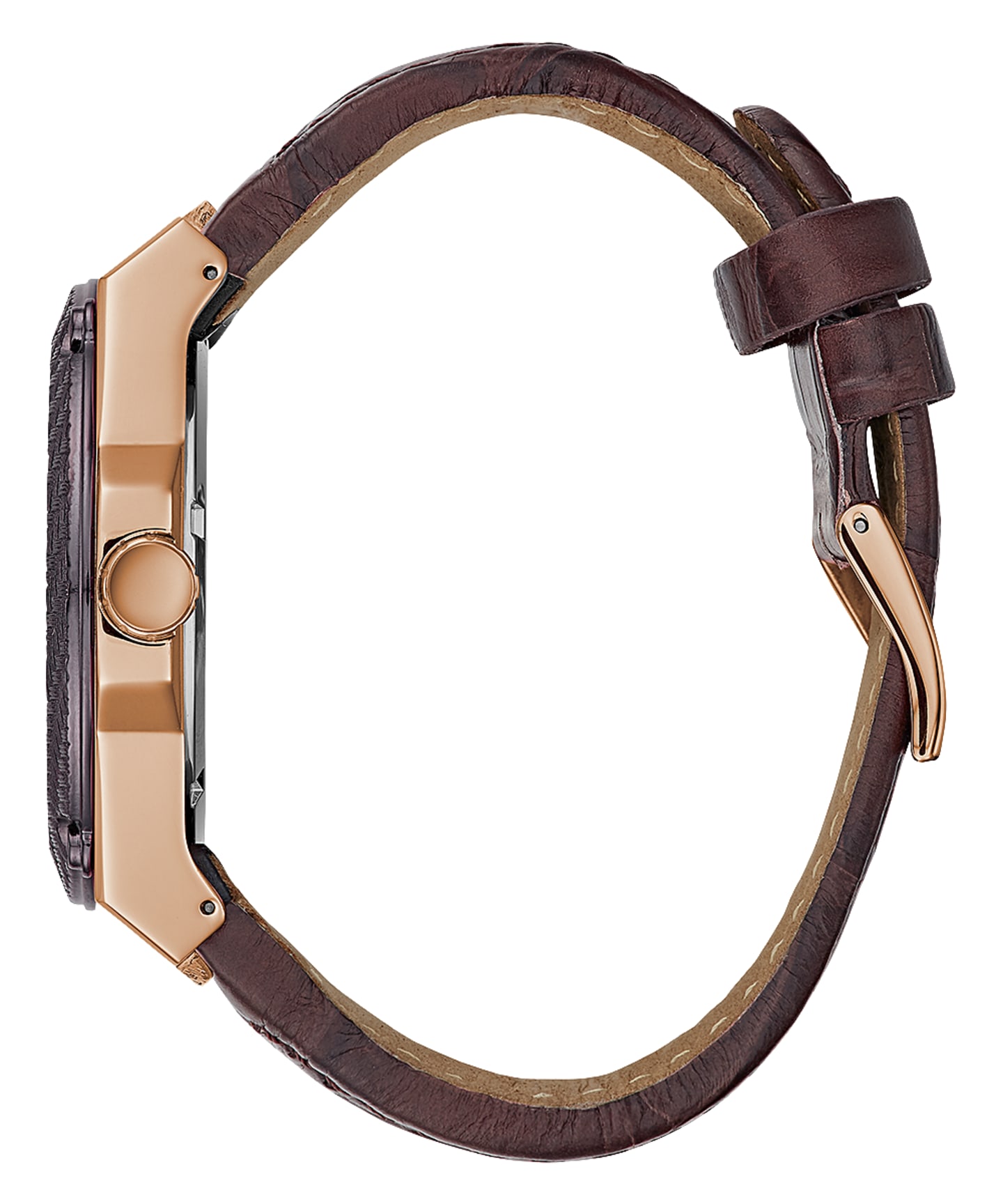 Rose Gold Tone Case Brown Genuine Leather Watch large