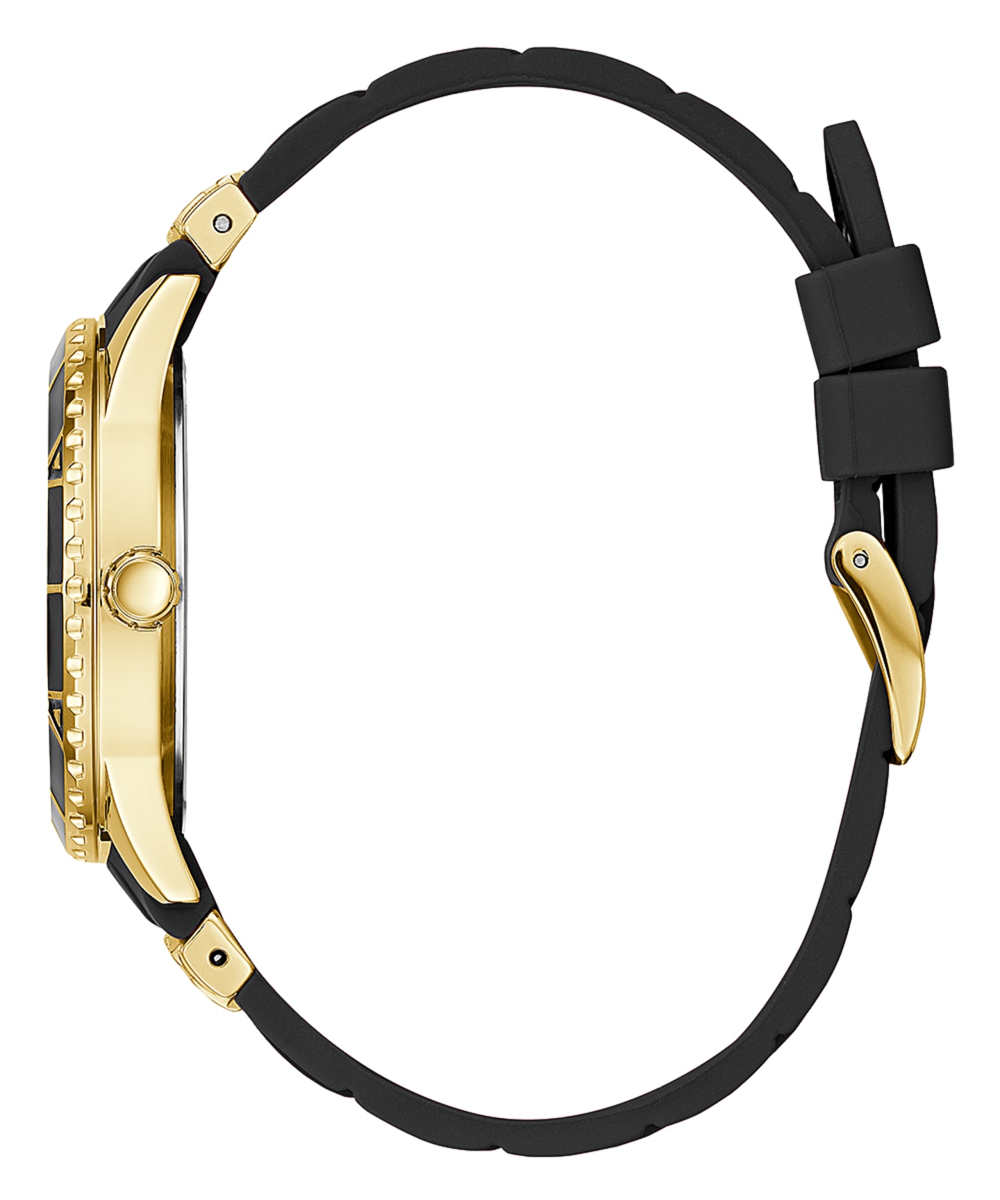 Gold Tone Case Black Silicone Watch large