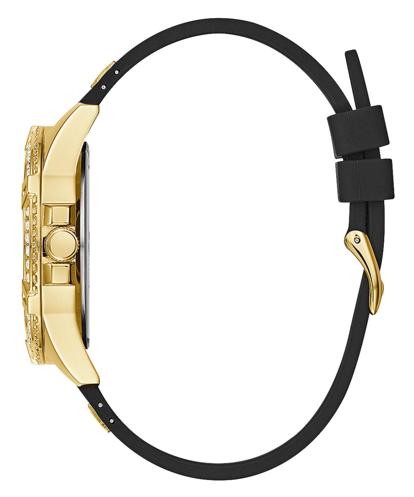 Gold Tone Case Black Silicone Watch large