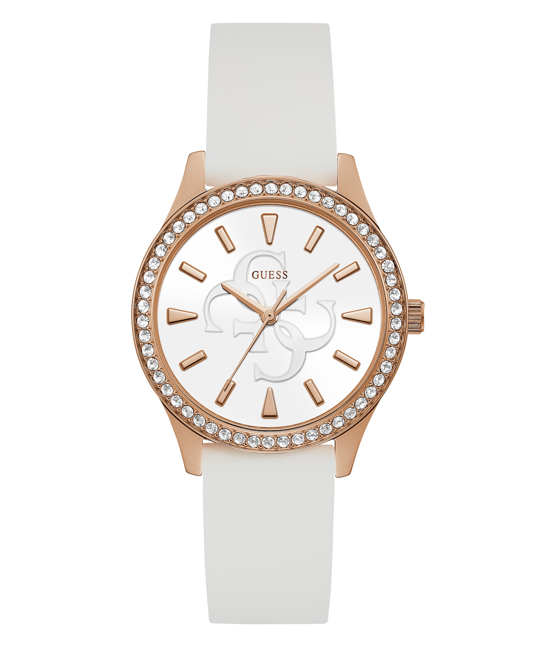Womens Rose Gold 38mm White Silicone Watch