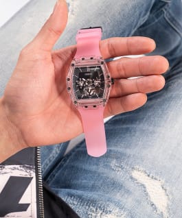 Pink Case Pink Silicone Watch  large