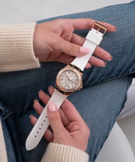 Rose Gold Tone Case White Silicone Watch  large
