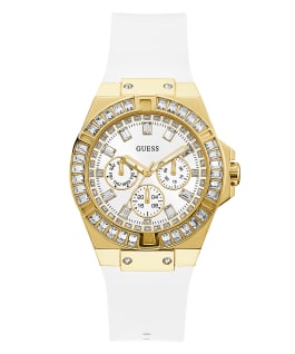 Gold Tone Case White Silicone Watch  large