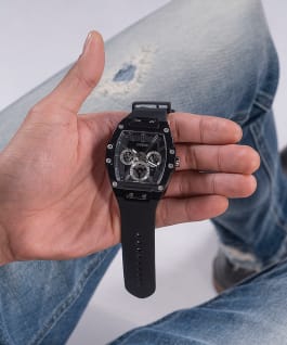 Black Case Black Silicone Watch  large