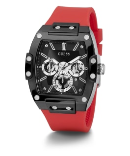 Black Case Red Silicone Watch  large