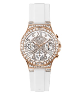 Rose Gold Tone Case White Silicone Watch  large