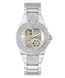 Silver Tone Case Silver Tone Stainless Steel Watch  large