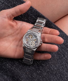 Silver Tone Case Silver Tone Stainless Steel Watch  large