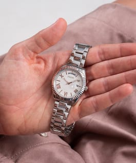 Silver Tone Case Silver Tone Stainless Steel Watch  large