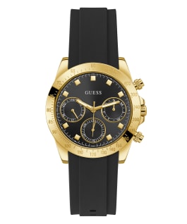 Gold Tone Case Black Silicone Watch  large