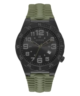 Black Case Green Silicone Watch  large