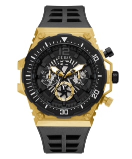 Gold Tone Case Black Silicone Watch  large