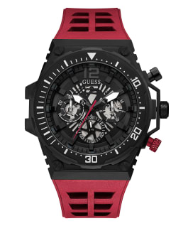 Black Case Red Silicone Watch  large