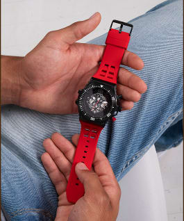 Black Case Red Silicone Watch  large