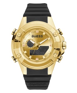 Gold Tone Case Black Silicone Watch  large