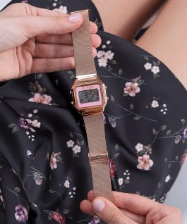 Rose Gold Tone Case Rose Gold Tone Stainless Steel/Mesh Watch  large