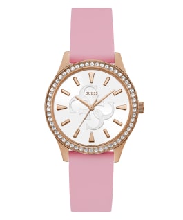 Rose Gold Tone Case Pink Silicone Watch  large