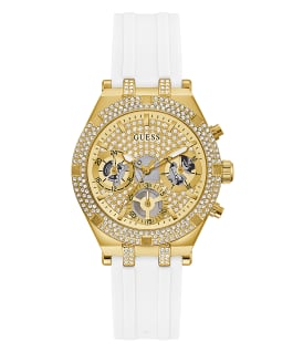 Gold Tone Case White Silicone Watch  large