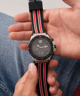 ECO-FRIENDLY RED, WHITE AND BLACK BIO-BASED AND RECYCLABLE WATCH  large