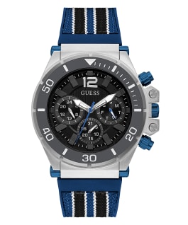 ECO-FRIENDLY SILVER, BLUE AND BLACK BIO-BASED AND RECYCLABLE WATCH  large