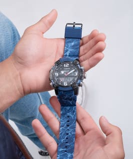 Black Case Blue Silicone Watch  large