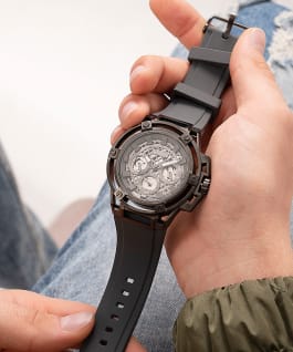 Gunmetal Case Grey Silicone Watch  large
