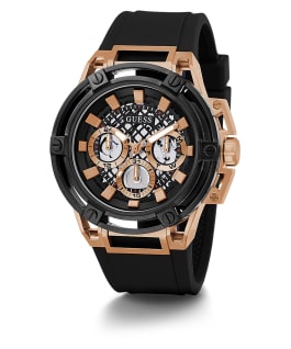 Rose Gold Tone Case Black Silicone Watch  large
