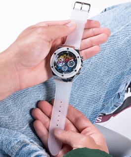 Silver Tone Case Clear Bio-Based Polyurethane Watch  large