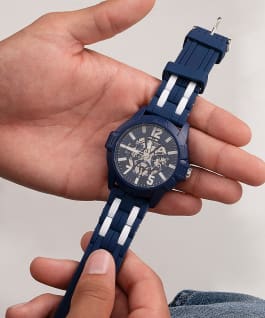 ECO-FRIENDLY BLUE AND WHITE BIO-BASED AND RECYCLABLE WATCH  large