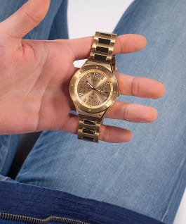 Gold Tone Case Gold Tone Stainless Steel Watch  large