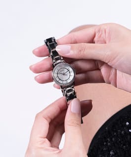 Silver Tone Case Silver Tone Stainless Steel Watch  large