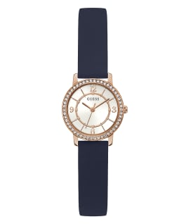 Rose Gold Case Navy Silicone Watch  large