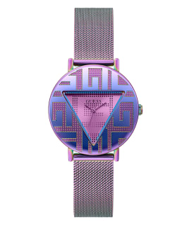 Purple Case Iridescent  Stainless Steel/Mesh Watch  large