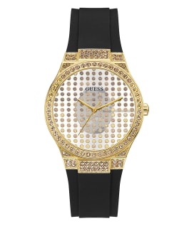 Gold Tone Case Black Silicone Watch  large
