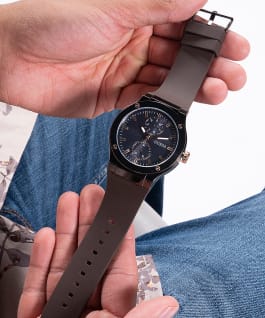 Chocolate Brown Case Chocolate Brown Silicone Watch  large