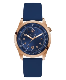 Rose Gold Tone Case Blue Silicone Watch  large