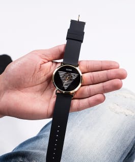 Gold Tone Case Black Silicone Watch  large